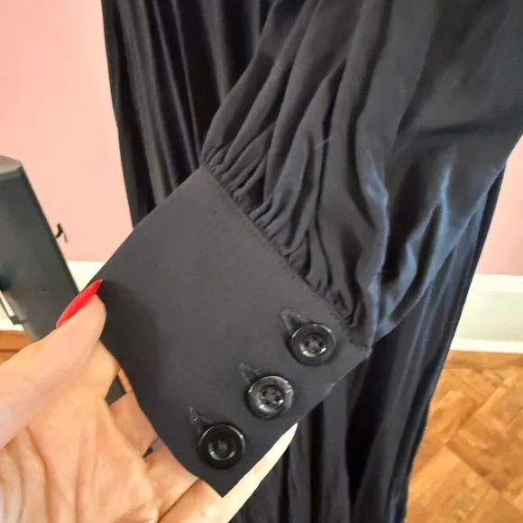 Trashy Diva Gene Black Plunging V-Neck Long Sleeve Maxi Dress - Picture 4 of 5